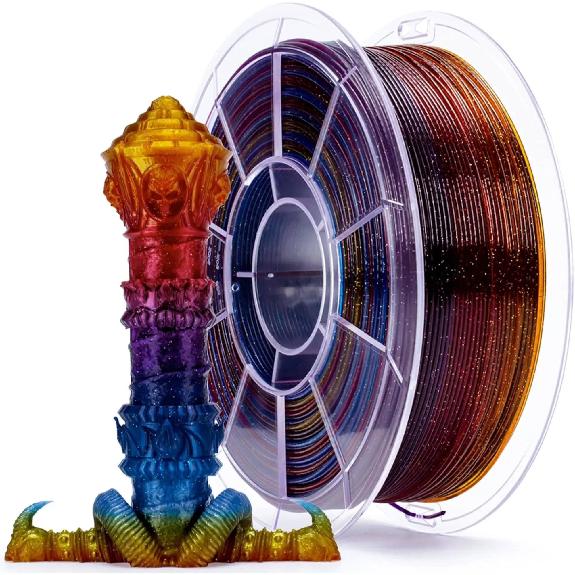 Ziro Colorful Eco-Friendly Glitter-PLA 3D Printer Filament, 1.75mm Diameter, Bioplastic with Rainbow-Gradient Twinkling Finish, for 3D Projects with Multiple Colors Option