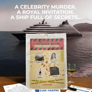 Murder Mystery Game, Cold Case Detective Kit, Crime Investigation, Solve Celebrity Murder, Luxury Cruise Ship, Immersive Evidence Pack, Game Night Gift