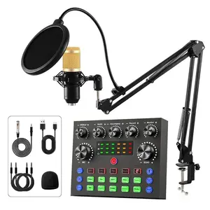 V8S Podcast Equipment Bundle, USB Wireless Microphone & Audio Mixer Set, Live Sound Cards, Professional Audio Equipment for PC Computer Phone Karaoke Singing Game