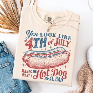 You Look Like The 4th Of July Comfort Colors Shirt, Funny Hot Dog Shirt, 4th of July Shirt, Patriotic Humor Tee, USA Independence Day Shirt