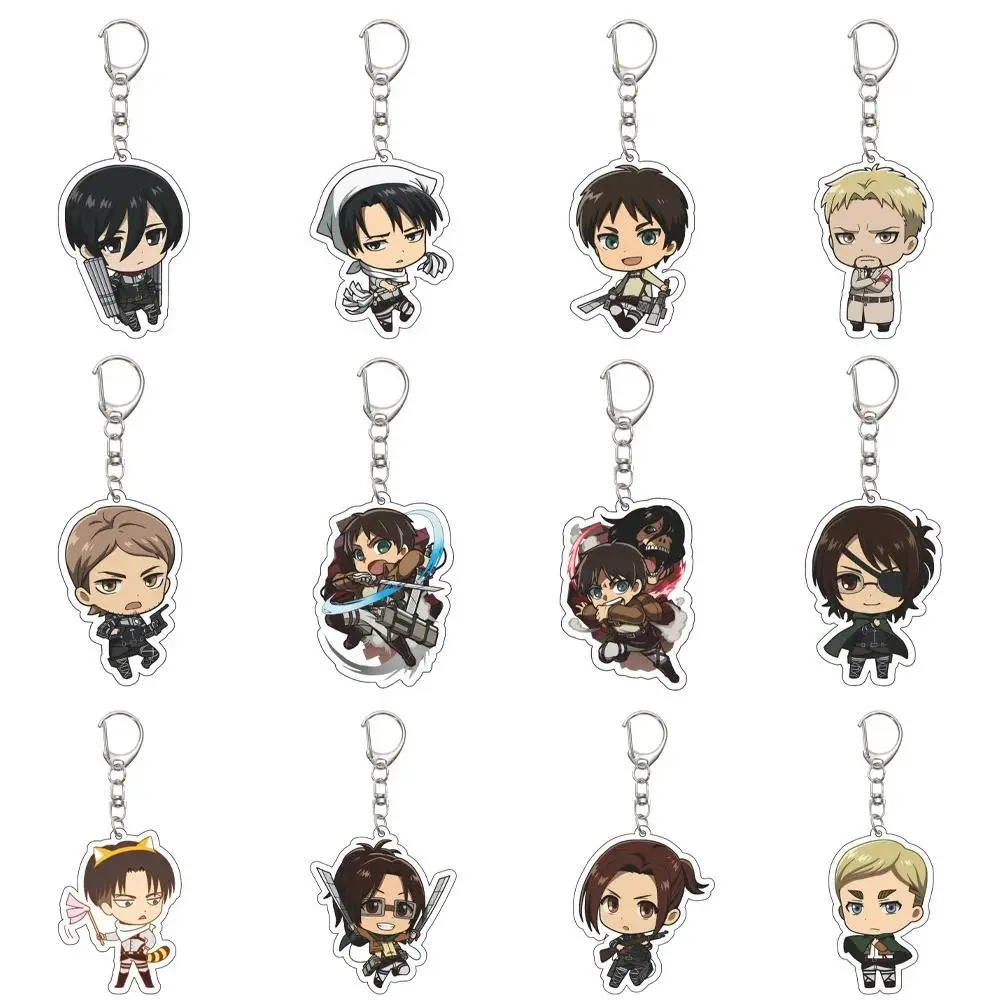 55MM Anime Attack on Titan Acrylic Model Plate Keychain, Eren Jaeger/Mikasa Ackerman/Armin Arlert Themed Classic Novelty Toy, Christmas Gift