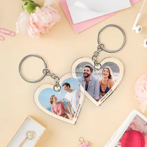 Personalized  Heart Keychain Custom Photo Gift Backpack Charm Ornament Valentine's Day Gift