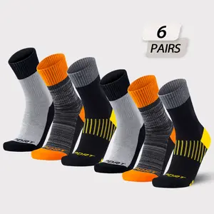 6 Pairs Men's Athletic Socks Mid-Calf Sports Socks Breathable Mesh Sweat-Wicking Shock-Absorbing Durable Terry Sole for Running Soccer Hiking Cotton-Polyester Blend