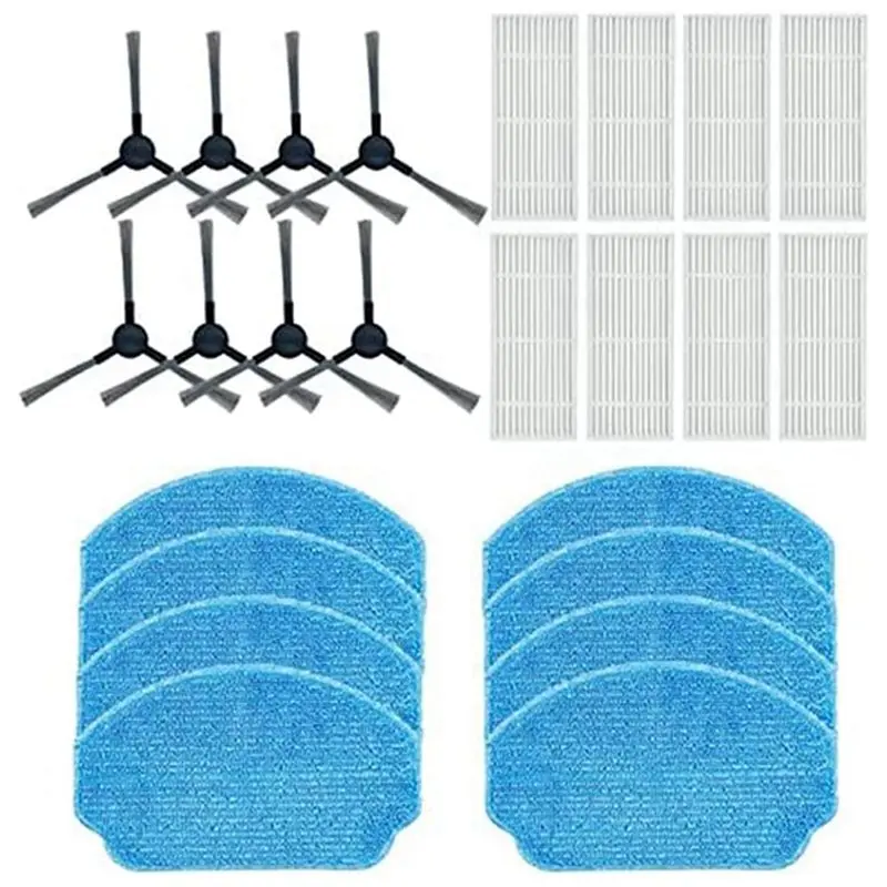Reusable Deep Clean Replacement Accessory Set for BR150-BR151 Robot Vacuums, Plastic+Cloth, Long-Lasting, Filter, Side Brush, Lint-Free Mop Pads, Dirt & Debris Removal, Edge Access Compatible (As Shown), Corner