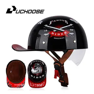 Retro Baseball Cap Style Summer Half Motorcycle Helmet, Lightweight Breathable Sun Protection Protective Gear with Motorcycle Helmet Liner & Free Face Towel