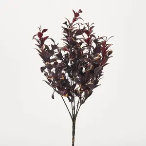 Dark Burgundy Brown Mini Privet Leaf Autumn Fall Foliage Bush Stem Bouquet - 14"