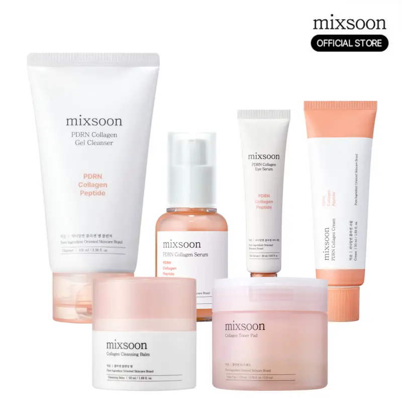 [mixsoon Official Shop] PDRN Collagen Anti-Aging Pink Skincare Set - Smooth Serum, Cleanser, Cream, Wipe for Plump, Healthy Skin