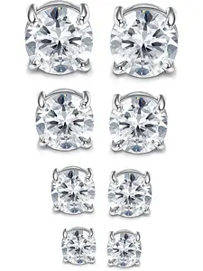 4-7MM Magnetic Earrings for Men Women Shiny Round Cubic Zirconia Solitaire Earrings Stud Earrings for Non-Pierced Ears Hypoallergenic Stainless Steel Fake Earrings Not Easy to Fall off