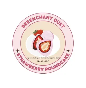 Bee Enchant’s Strawberry Poundcake Custom Body Dusting Perfume Powder- Scented - Finely Milled powder Talc-Free Fragrance Vanilla Daily- Natural Shower Powder Cosmetic-body powder- perfume powder