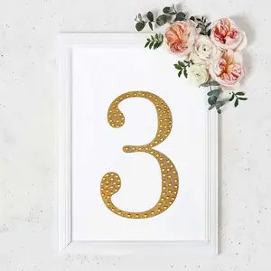 Decorative Rhinestone Number "3" Stickers, Glitter Adhesive Craft Numbers Gold DIY Sparkle Embellishments 8"