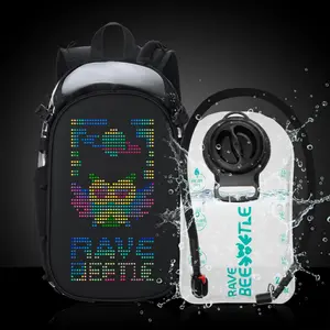RaveBeetle Elytra LED Hydration Pack 3.0 – Festival Backpack with Water Bladder (Clear)