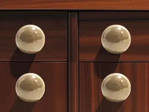 360 stand Tan Ceramic Mushroom-Shape Drawer Pull Knobs - Set of 6, Glossy Finish, Includes Matching Screws