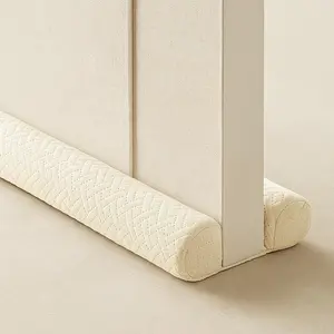 Velvet Under Door Draft Stopper, Noise Blocker & Soundproof Door Seal, Blocks Cold Air, Light & Smoke, Easy Install Under Door Gap Filler, Door Sweep for Bottom 30"-36" White Beige