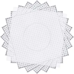 5pcs 5mm Bead Board Kit, Large Transparent Nail Board Set with Gift, Includes 5 Ironing Papers, Square Plastic Transparent Pearl Board