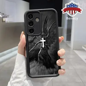 TPU Phone Case Compatible with Galaxy S23  Ultra S24 Plus S25 S22+ Christian Aesthetics Cross Judgement Angel Pattern Pocket-Friendly Shockproof Silicone Protective Soft Smartphone Casing