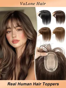 Clips in Human Topper with Natural Scalp Top, Hide Bald or Hair, Real Human Hair Toppers for Women, 8cmx12cm Base Net, Thin Hair