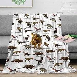 Dinosaur Print Cozy Blanket, 1 Count Soft Comfortable Warm Napping Throw, Sleeping Bedding Supplies for Home Office Travel