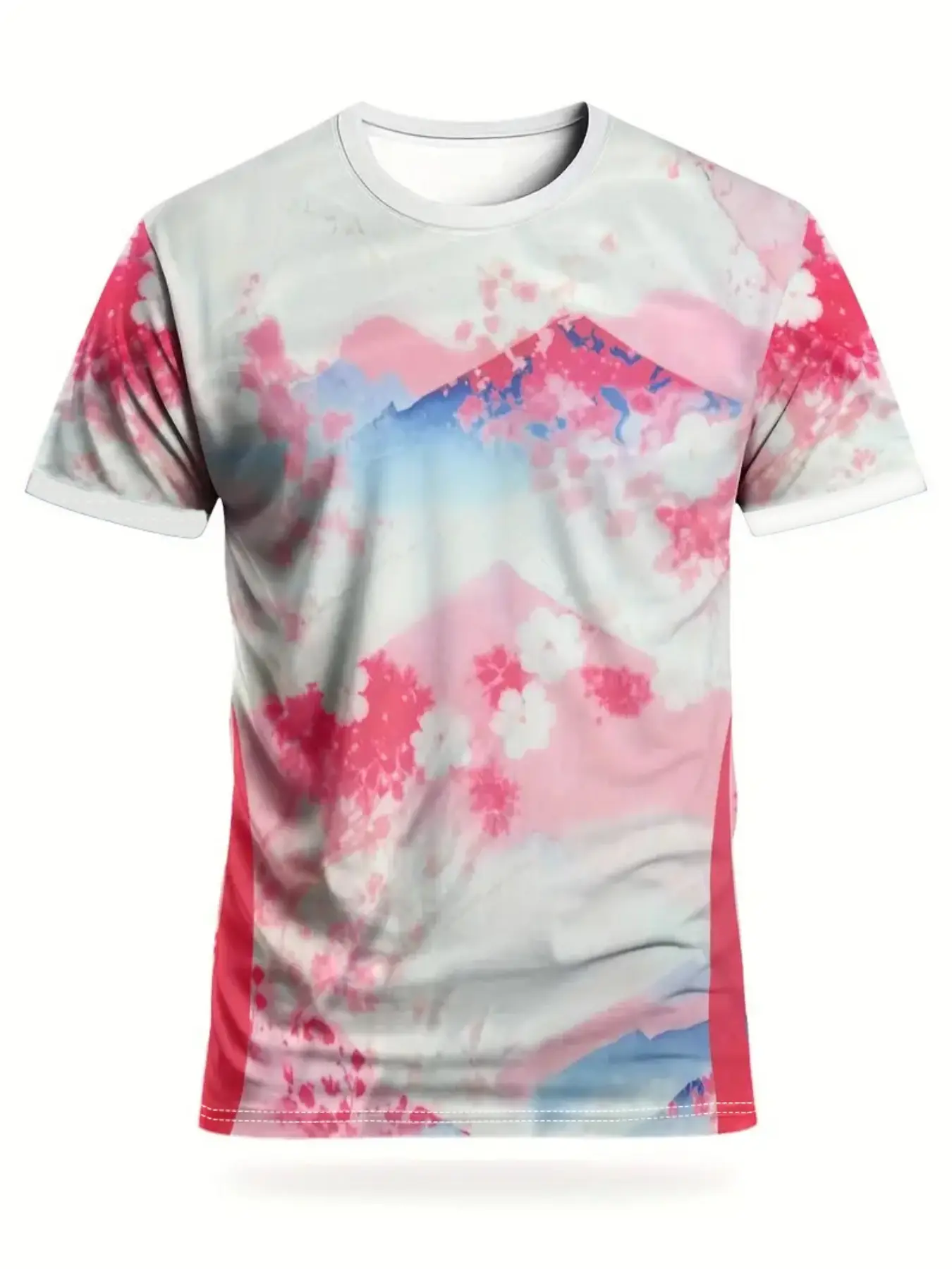 Men's short-sleeved Japanese cherry blossom football jersey with Mount Fuji design. Round neck design, comfortable and breathable pinhole polyester fabric top. Suitable for daily football training and competition. Football Shirts