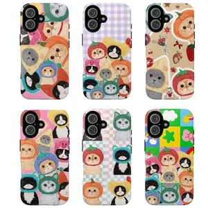 Adorable Cat Squad Tough Phone Case, Cute Cartoon Design for Cat Lovers, gift for her for him, colorful cat, gift