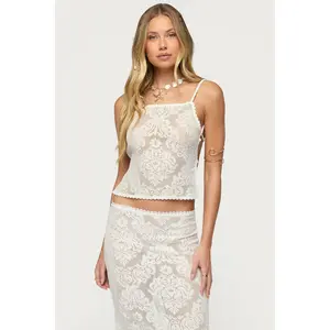 Violette Sheer Lace Tie Back Top Violette Sheer Lace Tie Back Top