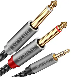 DIGITNOW 3.5Mm 1/8" TRS to Dual 6.35Mm 1/4" TS Mono Stereo Y-Cable Splitter Cord for Smartphone, Computer, CD Player, Speakers and Home Systems Amplifier, 3.3Ft