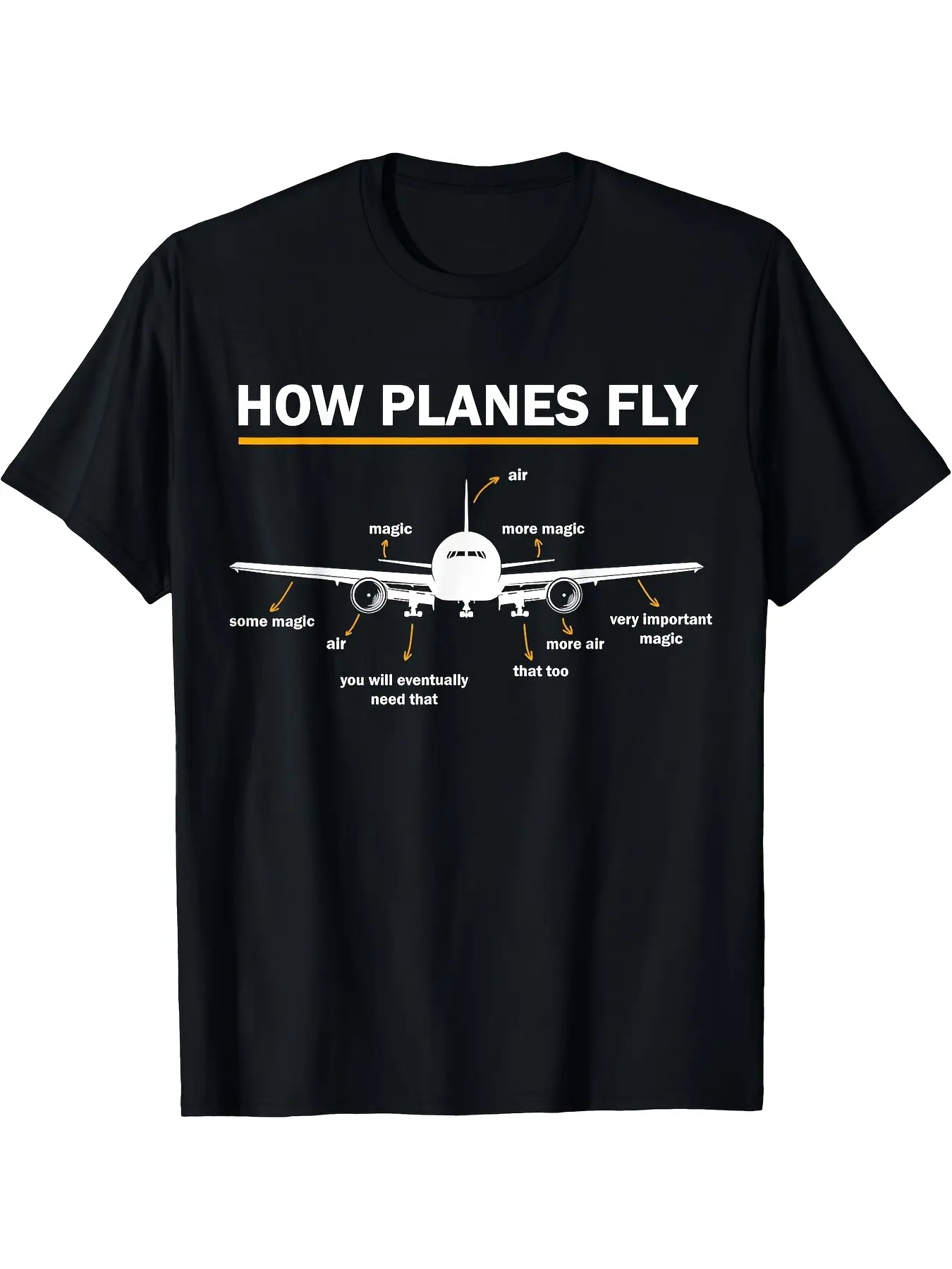 How Planes Fly Diagram Funny Aerospace Engineering unisex soft cotton short sleeve t shirt, vintage graphic casual tee for men women teens, perfect birthday holiday gift for camping travel gym daily street  wear