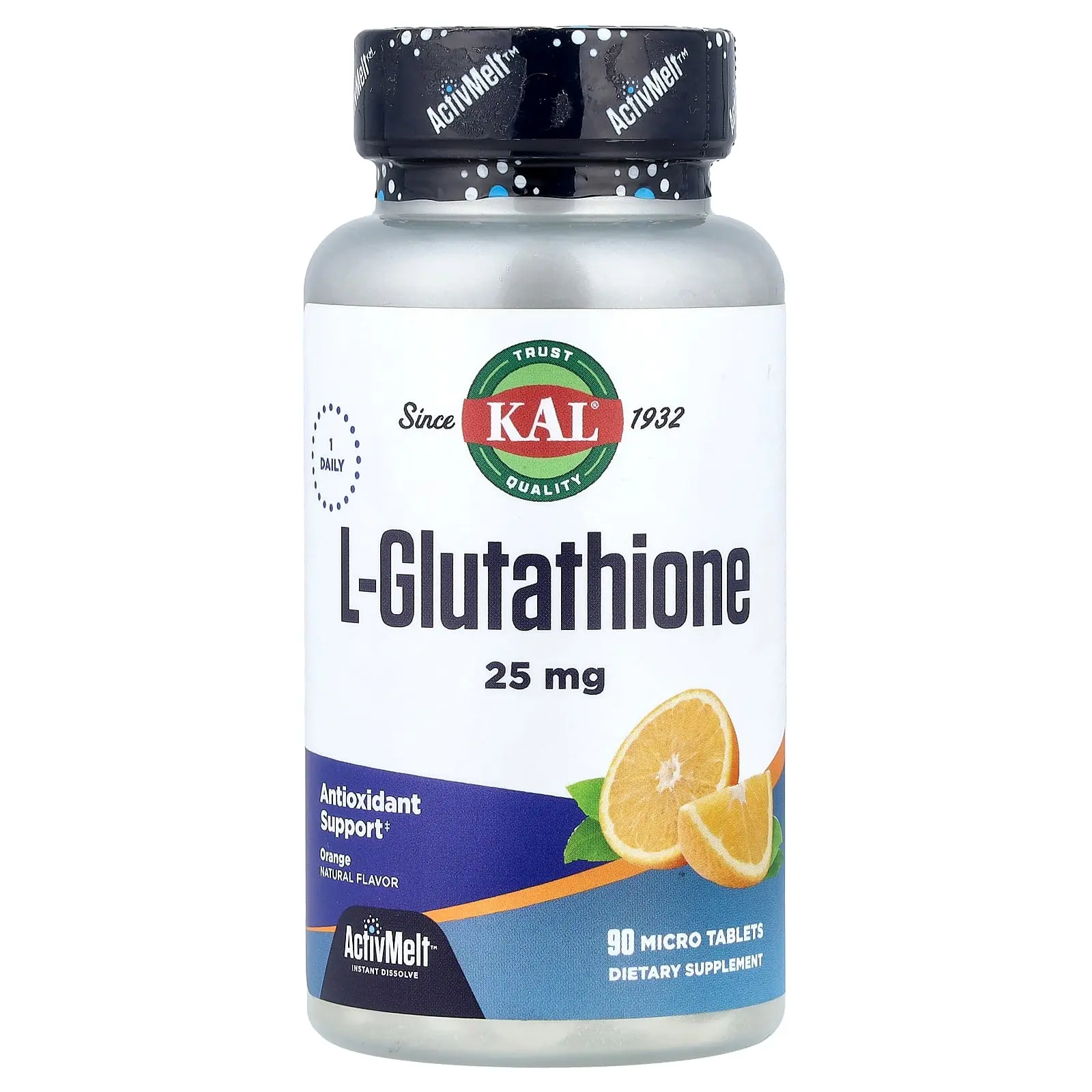 KAL L-Glutathione, Orange, 25 mg, 90 Micro Tablets