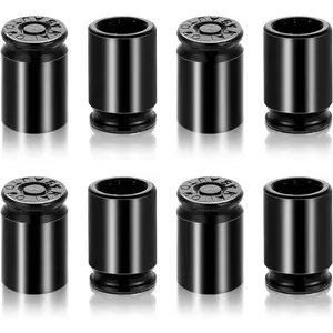 8 Pcs Bullet Valve Stem Caps Aluminum Alloy Tire Valve Stem Caps Dustproof Tire Air Stem-Covers for Cars Motorcycle SUV Trucks Bike (Black Color)
