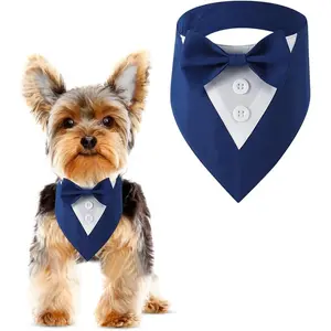 Dog Tuxedo, Formal Dog Wedding Bandana Adjustable Pet Collar with Bow, Small, Medium and Large Wedding Clothing, Birthday Gifts for Dogs
