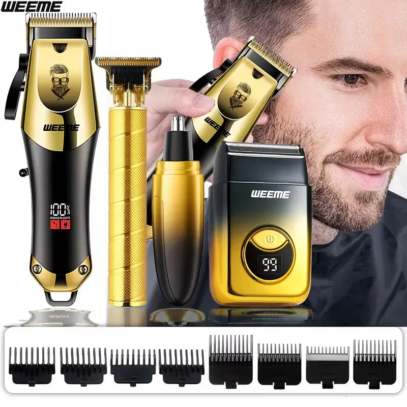 WEEME Men'S Electric Grooming Kit 4-In-1 Includes Wireless Hair Clipper, Precision Beard Trimmer, Nose Trimmer, And Shaver, Cordless Beard Trimming Usb Charging System With Guide Combs Great For Home Haircuts Daily Shaving Ideal Gift Cordless Trimmers Set