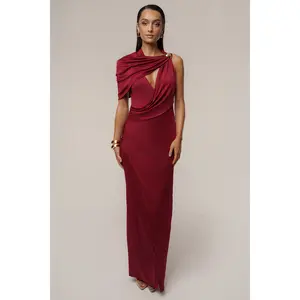Burgundy Enchanted Drape Maxi Dress