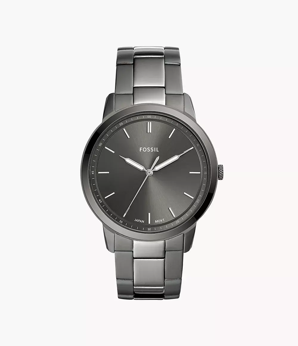 Fossil Minimalist 44mm Men's Three-Hand, Smoke Stainless Steel Watch