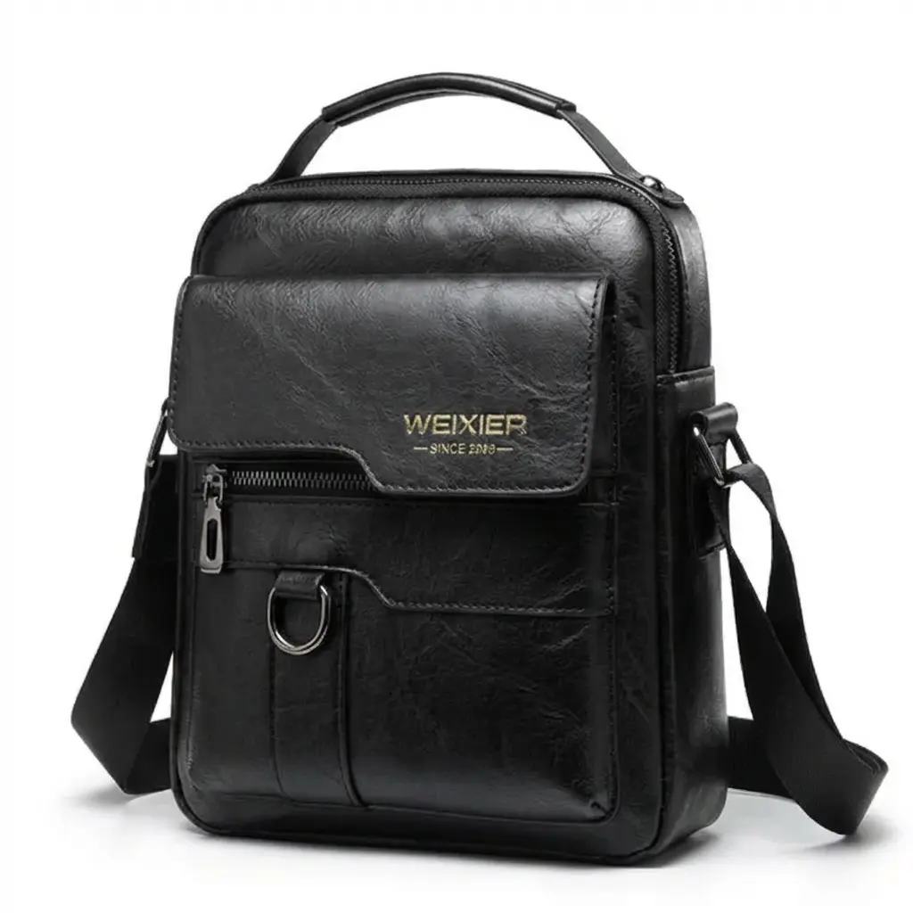 WEIXIER Mens Multifunctional Crossbody Sling Bag - Retro Leather Messenger Bag with Spacious Storage, Adjustable Shoulder Strap for Travel, Daily Carry, Multifunctional Crossbody Bag