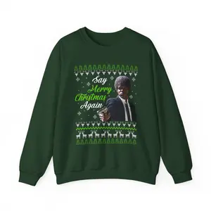 Jules Winnfield Ugly Sweater Png, Say Merry Christmas Again Ugly Christmas File, Funny Pulp Lovers Fiction Fan Movie