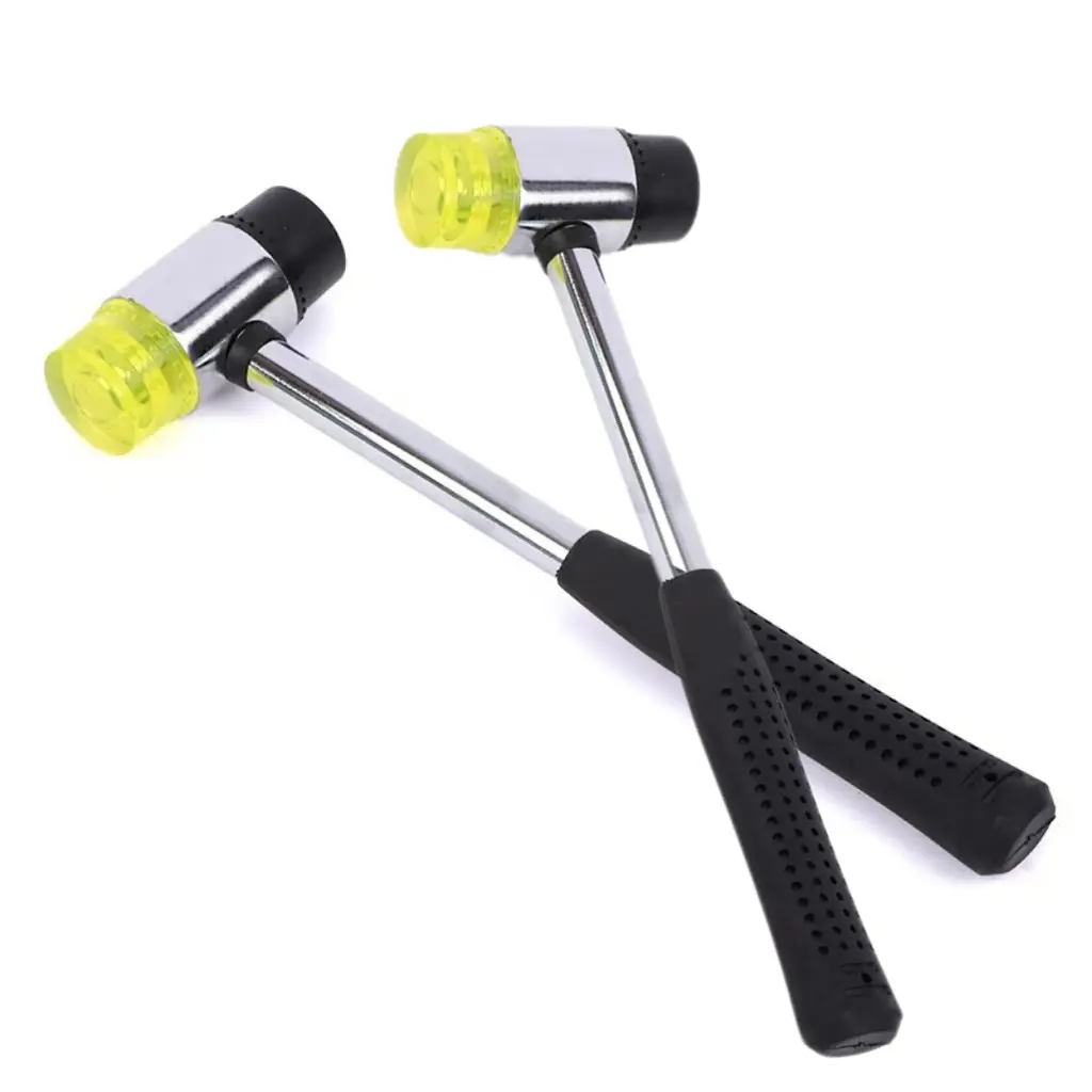 Rubber Handle Installation Hammer DIY Tool Set, 2-Piece Rubber Head Hammer for Punching and Tiling, Double-Headed Nylon Hammer for Crafts