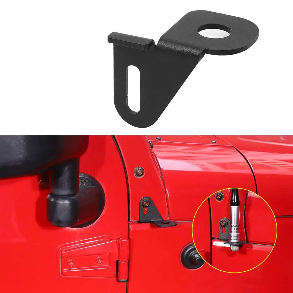 1 x Iron Side A-Pillar Corner Antenna Mounting Bracket, Laser-Cut for 2007+ Jeep Wrangler JK JL, Chrome Trim Car Exterior Decoration Accessory, UV & Scratch-Resistant, Unique Look, 1-Year Warranty