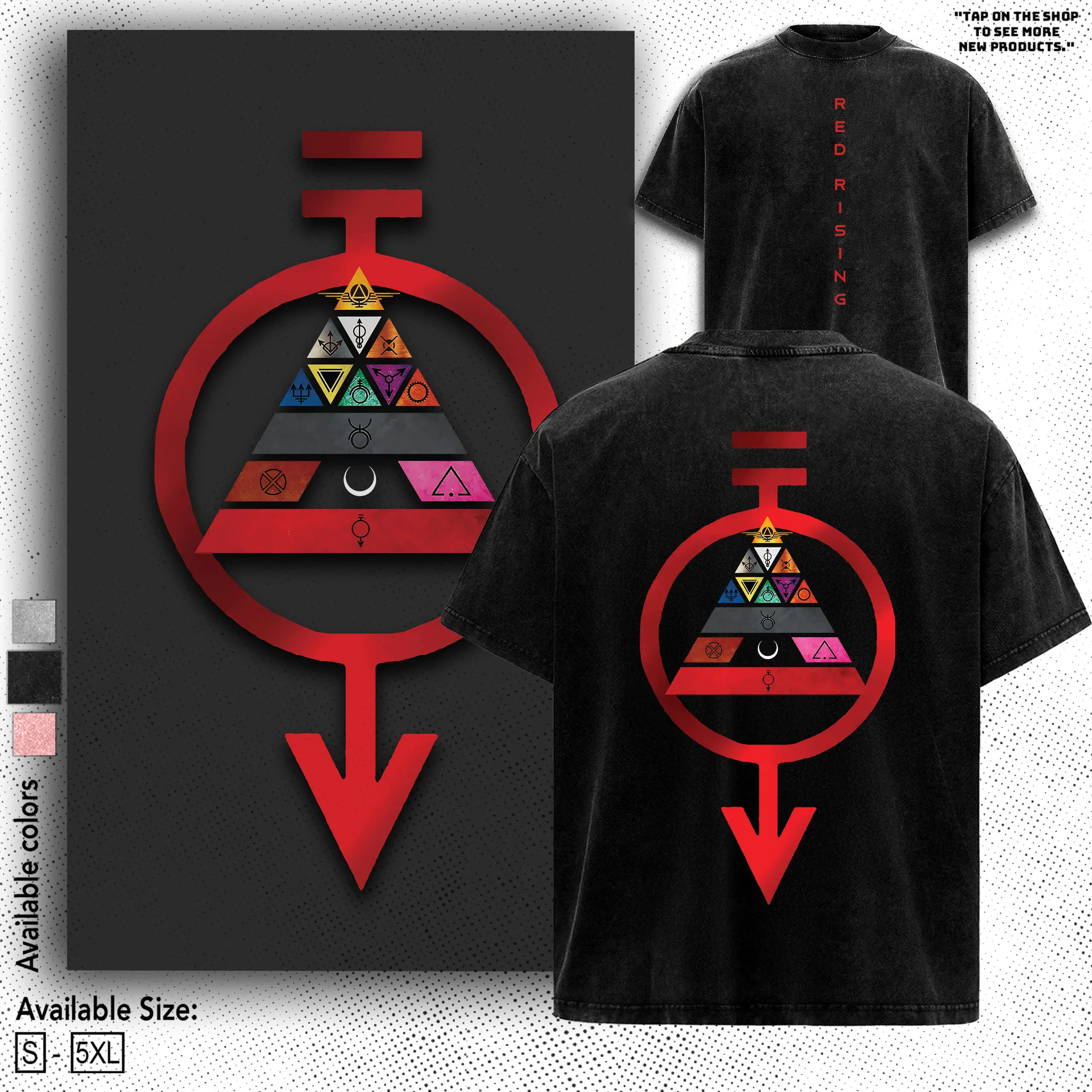 Red Rising - Booktok Oversize Lightweight Cotton Washed TShirt, Rise for Mars Design Clothes, Dystopian Sci-Fi Fan Apparel, red rising merch Casual Oversized