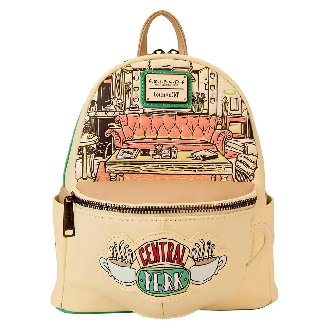 Loungefly Warner Brothers Friends Central Perk Domed Coffee Mug Themed Scented Women's Mini Backpack - Fashionably Fun Faux Leather Cute Functional Bag for New Adventures, Mini Size, Collectibles, Adults, Coffee Theme, Casual, 9” W X 10.5” H X 4.5” D, Adj