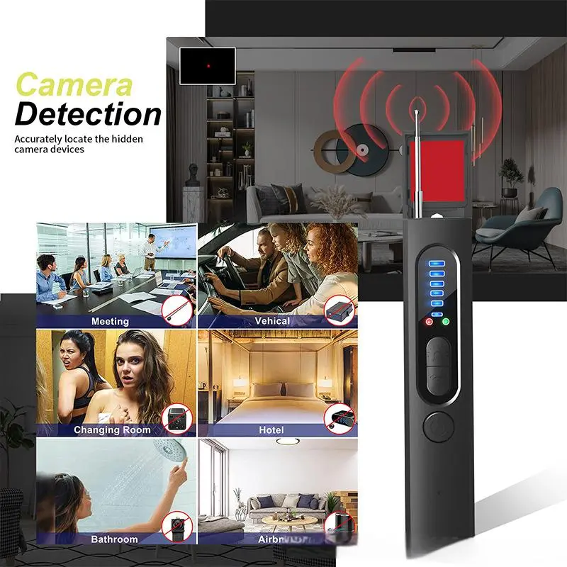 Amorom Hidden Camera Detector Anti-Spy Car Gps Tracker Location Detector Bug Rf Signal Scanner Finder Gadget
