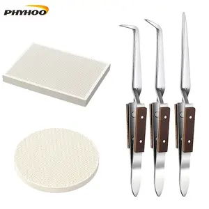 Jewelry Soldering Kit: Round & Square Honeycomb Boards + 3Pcs Cross Lock Tweezers | Heat Resistant Tools for Gold/Silver Welding