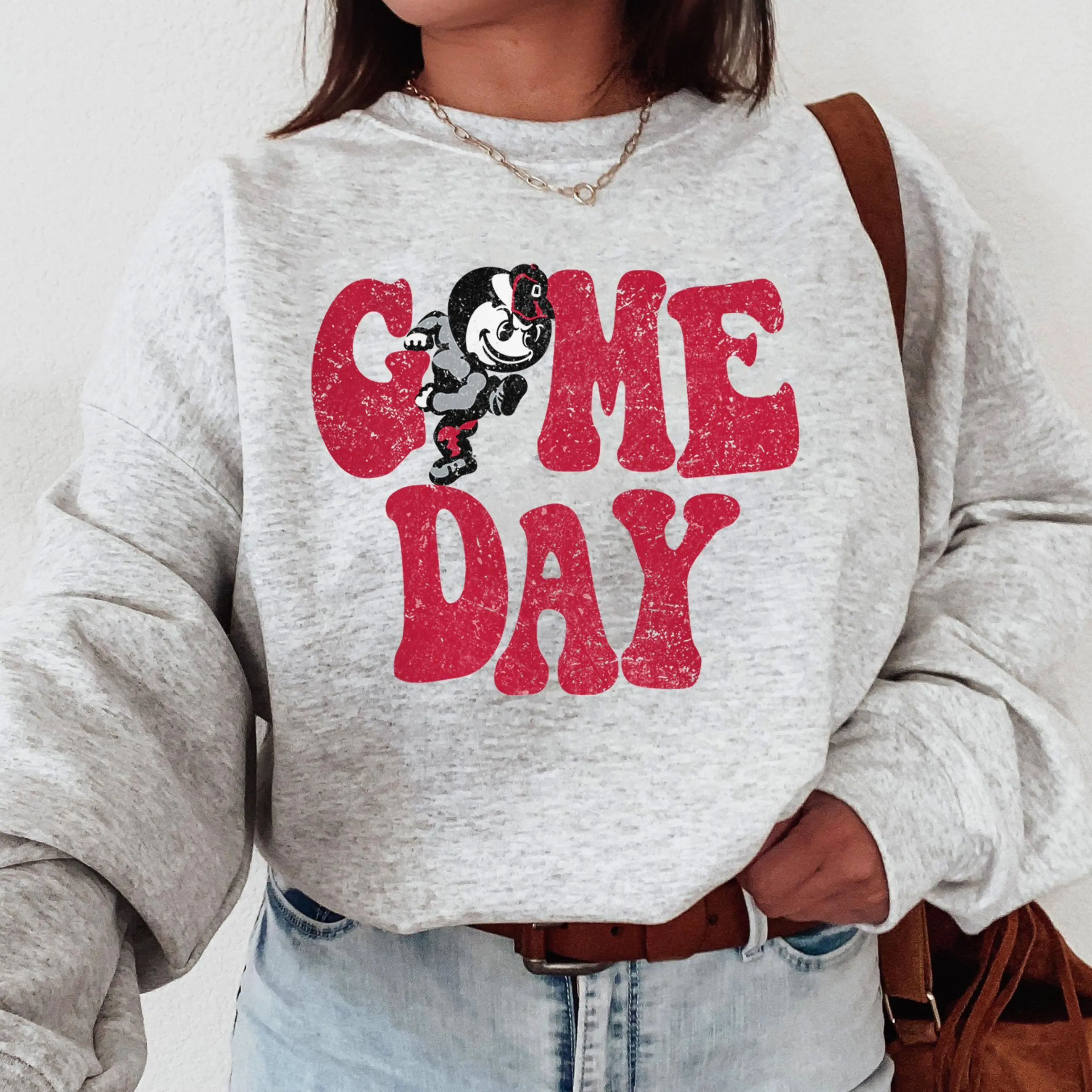 Game Day Ohio State Buckeyes Vintage Football NCAA Sweatshirt, Ohio State University Unisex Football Shirt, Unisex Vintage Shirt, Game Day Sweatshirt, Sweatshirt, Cotton, Comfort