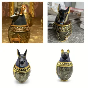 Anubis Resin Craft Storage Jar, Ancient Egyptian Pharaoh Deities Guardian, Cat and Dog Memorial Urn, Cat God Statue Craft, Home Decoration Ornament, Funeral Supplies