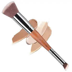 Double Ended Concealer & Foundation Brush 2-IN-1 Vegan Soft Bristles for Liquid Cream Concealer Under Eye Makeup Tool