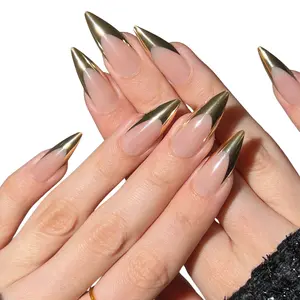 Gold Chrome Press-on Nails - Elegant Gold Chrome Finish for Quick & Stylish Manicure - Versatile for All Nail Shapes & Sizes