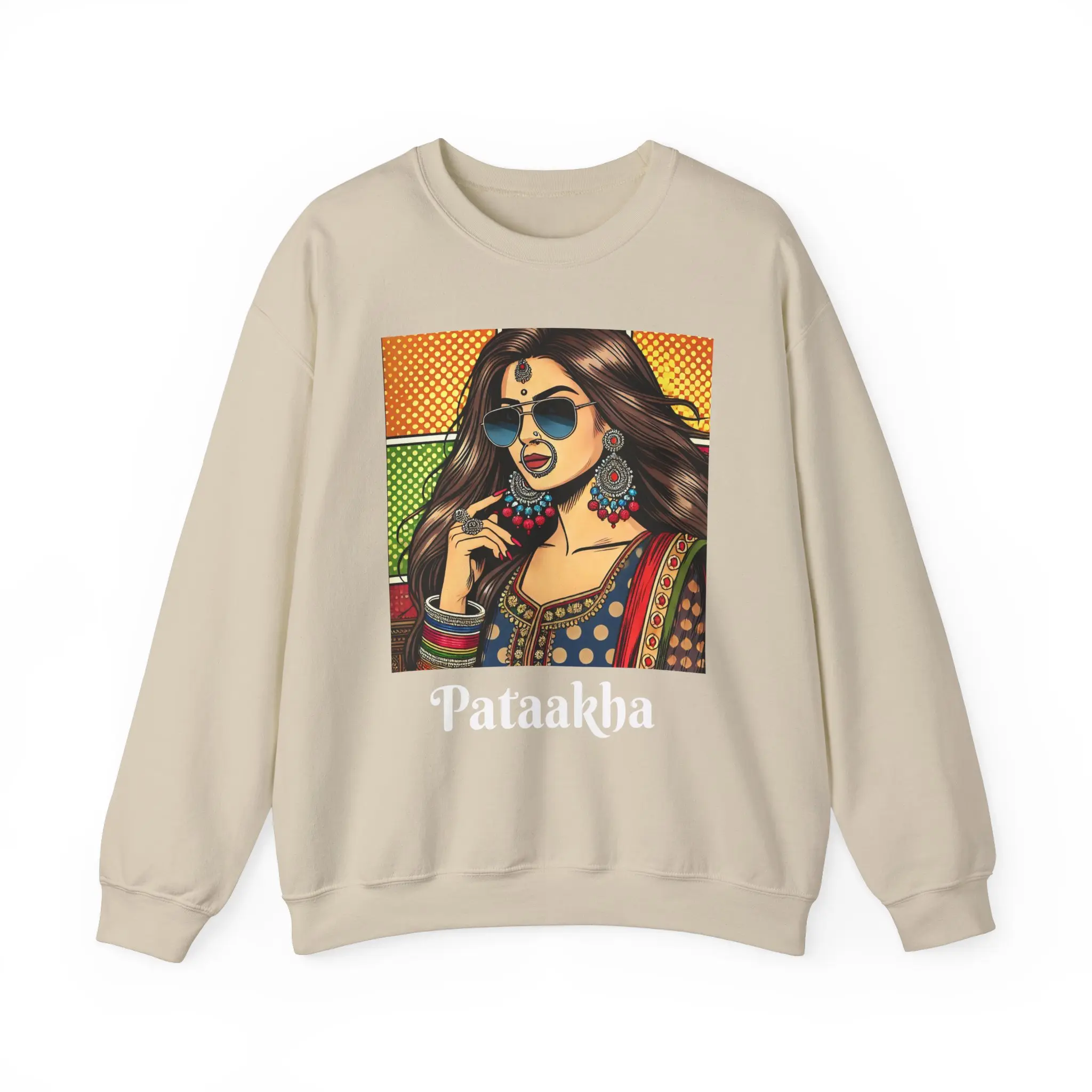 PATAAKHA desi indian girl pop art Unisex Heavy Blend Crewneck Sweatshirt Cotton Classic