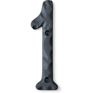 5.5 Inch Black Rustic Outdoor House Address Number 1 - Exterior Address Numbers for House with Mounting Hardware