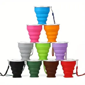 Folding Cups BPA FREE Food Grade Water Cup Travel Silicone Retractable Coloured Portable Outdoor Coffee Handcup
