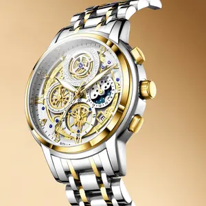 SOLLEN Men's Multifunctional Quartz Watch - Chronograph, Moon Phase & Calendar, Business casual Chic Style, Luminous Waterproof, Elite Gift for Birthday (Boyfriend/Husband)/Valentine's Day/Father's Day/Wedding - 715