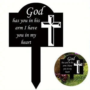 Acrylic Cross Pattern Grave Marker, 1 Count Sympathy & Memorial Plaque, Outdoor Decoration for Yard, Cemetery & Garden, Suitable for Memorial Day