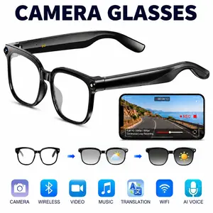 AI Smart Glasses with Camera, 8MP HD Photo & 1080P Video Recording, Real-Time Translation, Voice Assistant, Object Recognition, Wireless Audio Glasses